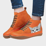 Botas de couro para amantes de gatos
