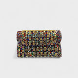 Bolsa de ombro com corrente elegante e diamantes coloridos