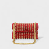 Bolsa de ombro com corrente elegante e diamantes coloridos