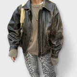 Calças de ganga vintage com estampado de leopardo