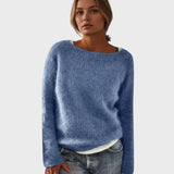 camisola de malha de cor única