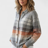 Blusa de malha quadriculada em tons suaves