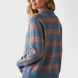 Blusa tricotada com padrão xadrez