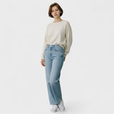 Calças de ganga elásticas de cintura média