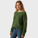 camisola de malha de cor única